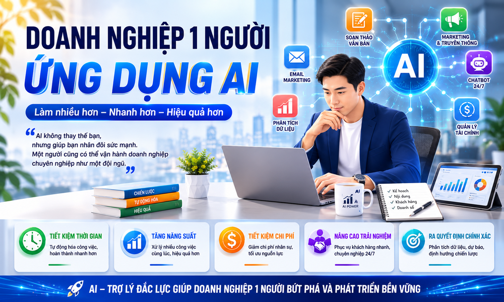 DOANH NGHIỆP 1 NGƯỜI KHI ỨNG DỤNG AI?